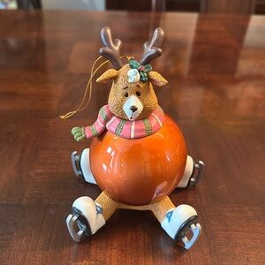 1990's Matrix Christmas Holiday Reindeer with Skates Tree Ornament Decoration
